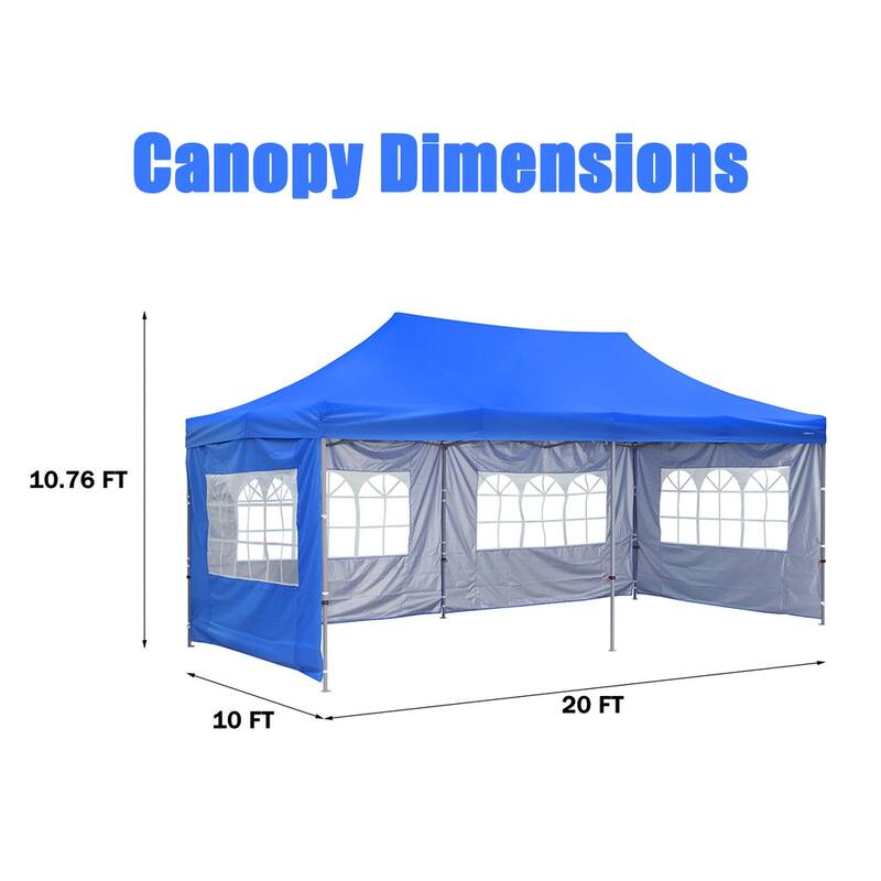 Zenova 10x20 Ft Pop up Canopy Tent Heavy Duty Instant Gazebo - 10FT*20FT