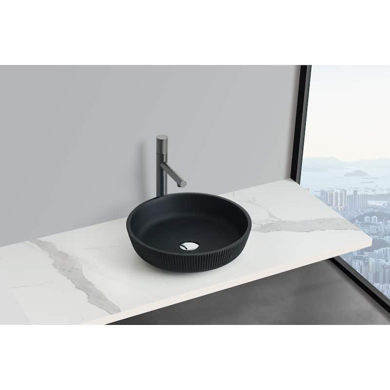 Yale Round Crystal Glass Bathroom Vessel Sink in Black