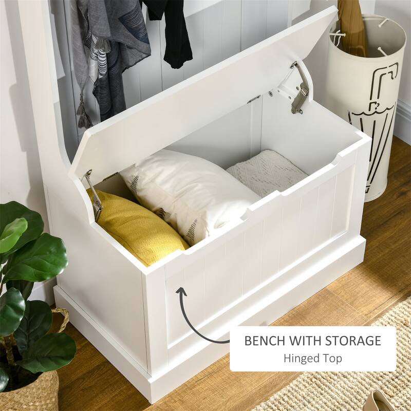 Hall Tree with Coat Rack and Sitting Bench