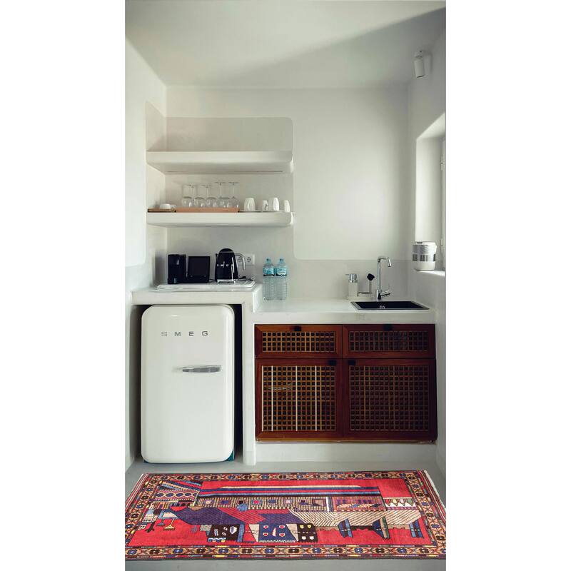 ECARPETGALLERY Hand-knotted Teimani Red Wool Rug - 2'9 x 4'8