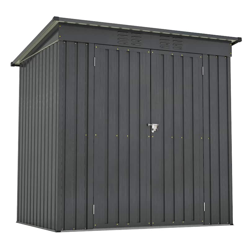 6 x 4 ft Outdoor Storage Shed, All Weather Tool Shed for Garden, Backyard, Lawn, Black - Black