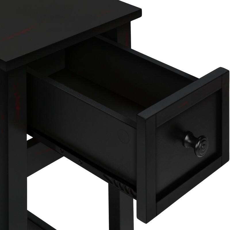 Space saving Table with 1 Drawer and 1 Fixed Shelf, Storage Drawer,Living room, Solid wood Veneer