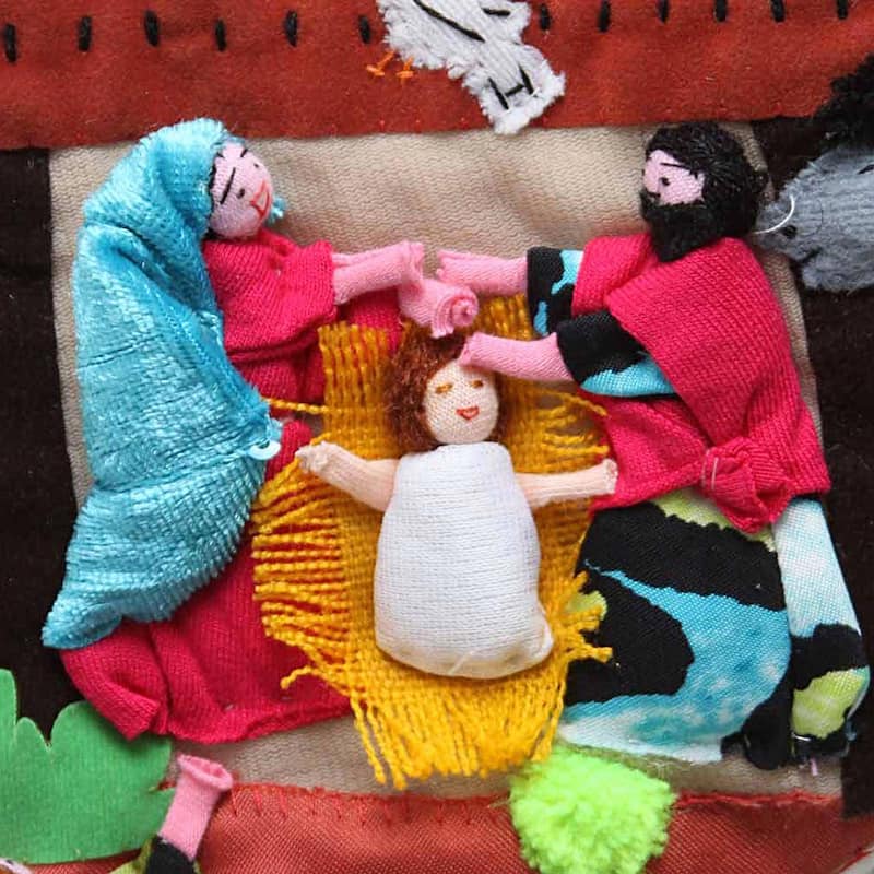 Handmade The Three Kings Applique Christmas Stocking (Peru) - 17.25" L x 11.5" W