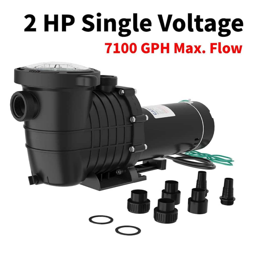 1500W 2.0 HP Single Voltage Swimming Pool Pump with Strainer Basket for Above and Ground Pool, 7100 GPH Max. Flow