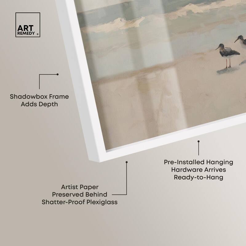 Seagulls at the Beach II Shadowbox by Art Remedy