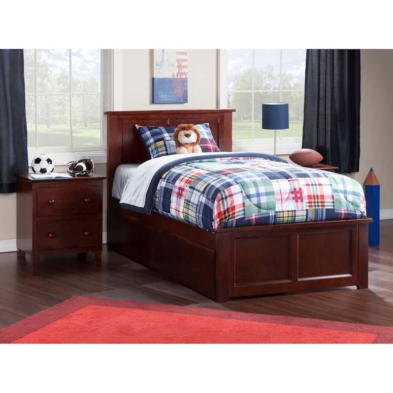 AFI Madison Twin XL Platform Bed with Matching Footboard & Storage Drawers in Walnut