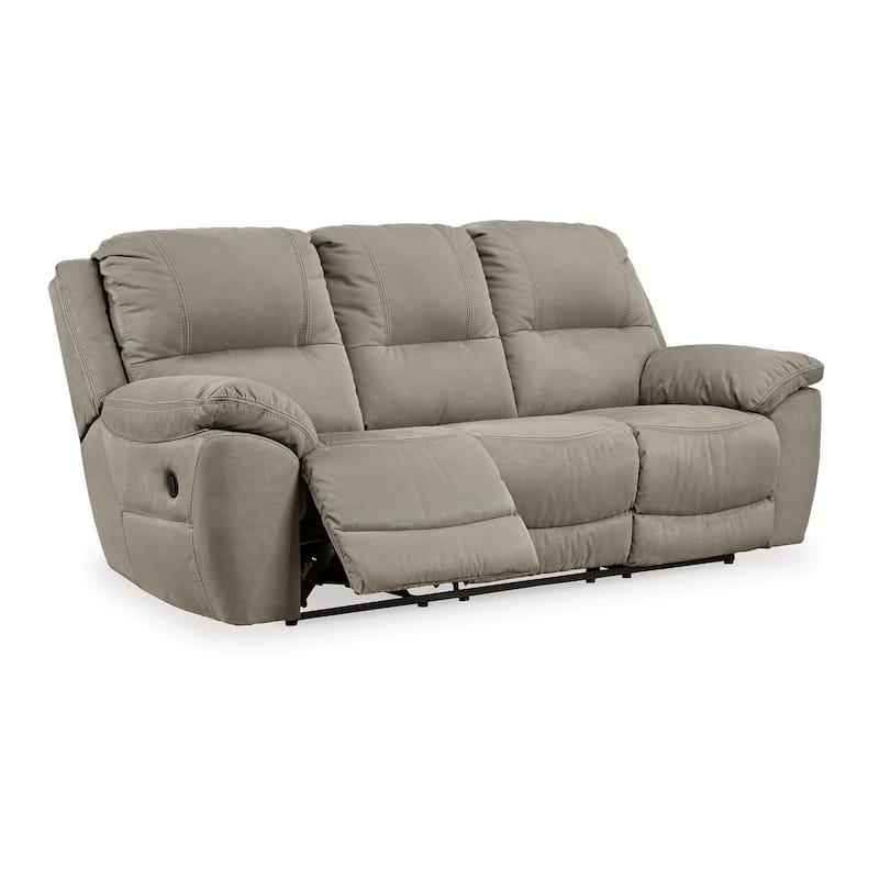 Zane Manual Recliner Sofa with Zero Wall, Gray Faux Suede 93 Inch