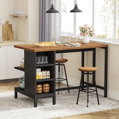 43" Wide Kitchen Island, Kitchen Counter Table with 5 Open Shelves