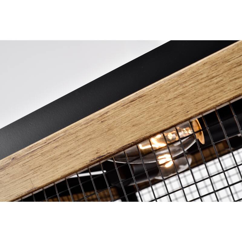 Fynn Matte Black 3-Light Geometric Metal Cage Flush Mount
