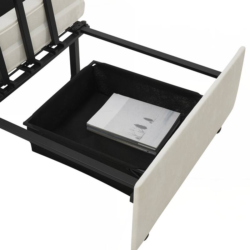 80" Extra Long Pull Out Sleeping Lounge with USB Charging, Storage Pockets and Box