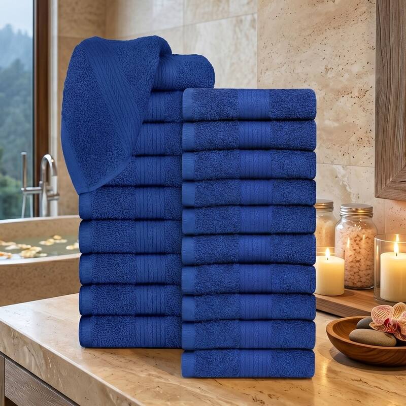 Pure Cotton 600GSM Face Cloths 12X12 Inch by Ample Decor - 20 Pcs