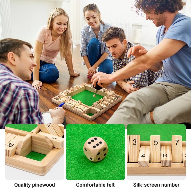 Shut The Box Dice Board Game (2-4 Players) for Kids & Adults