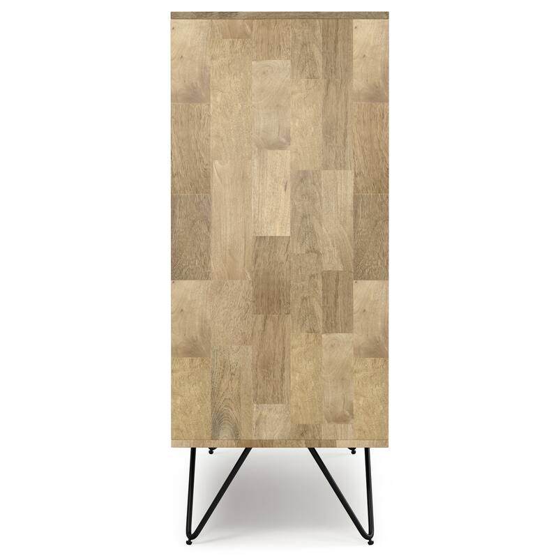 WYNDENHALL Moreno SOLID MANGO WOOD & Metal 39 inchWide Modern Medium Storage Cabinet in Natural - 17"d x 39"w x 42"h