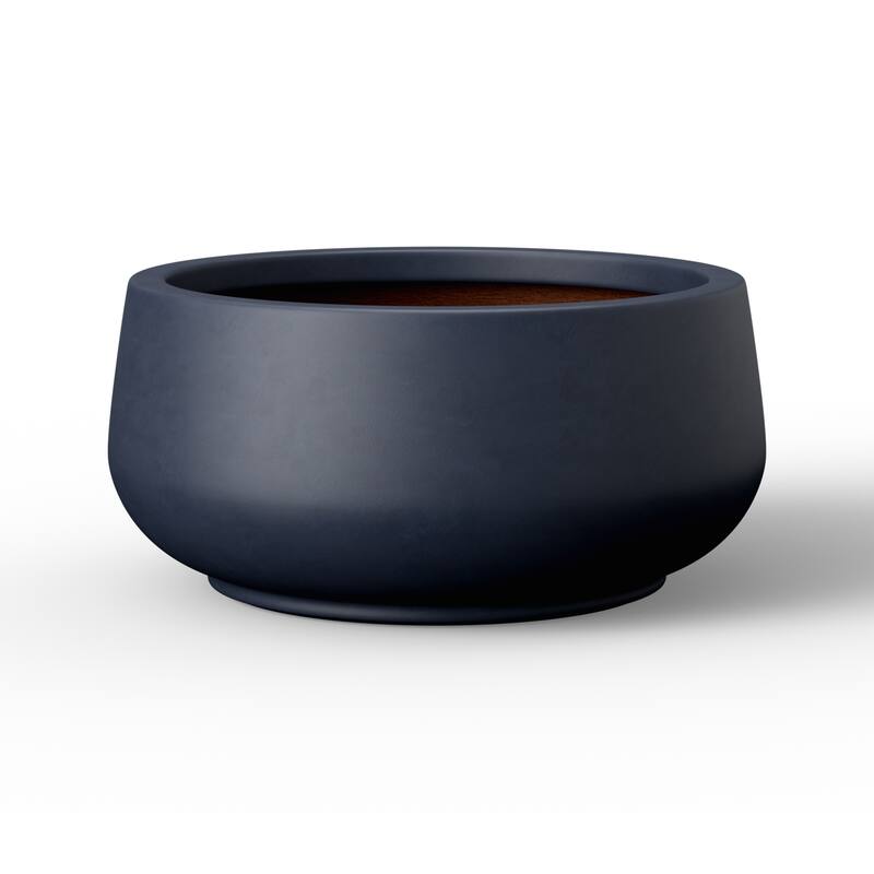 Round Curvy Concrete Planter Bowl Plant Pots
