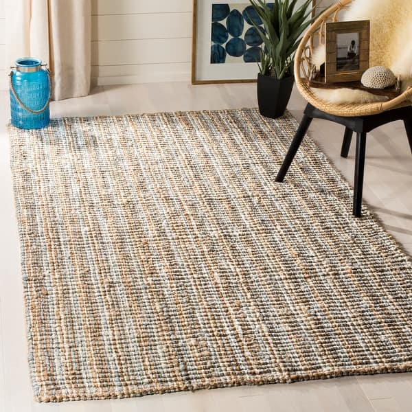 Braided Floor Rug Boho Jute Cotton Rug Handmade Rectangular Floor Mat