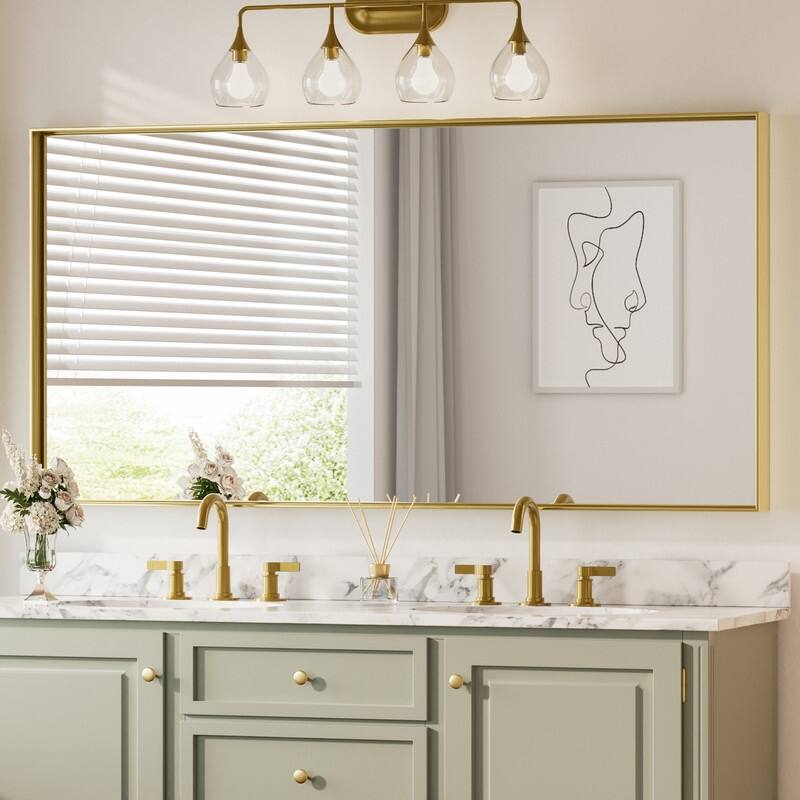 Keonjinn Aluminum Framed Wall Mount Bathroom Vanity Mirror