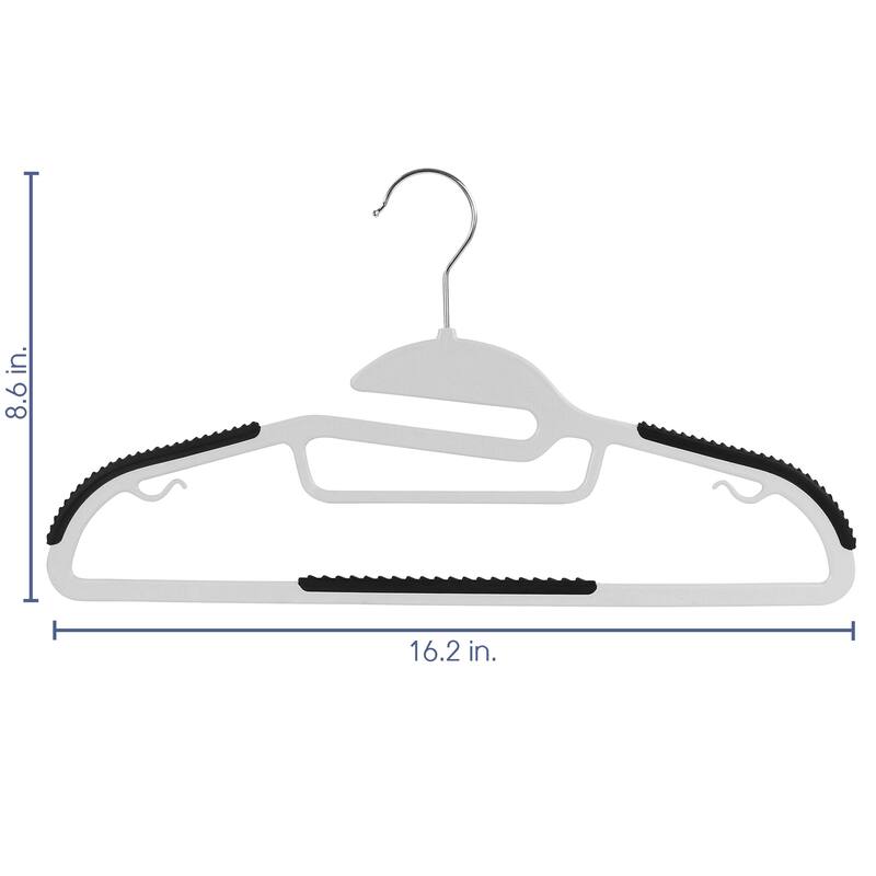 Elama Home 50 Piece Non Slip Hanger with U-slide in White and Black
