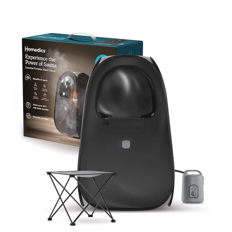 Homedics Portable Steam Sauna  -  Collapsible 1‑Person Steam Tent | Heats to 115 °F / 100% Humidity | Black - N/A|Black