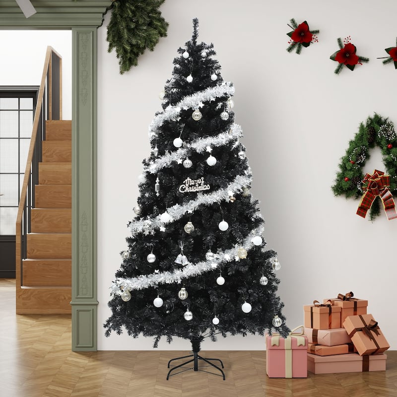 7.5ft Pre-lit Black Christmas Tree with Lights with 1600 Tips & 550 UL Listed Lights - 7.5 Foot