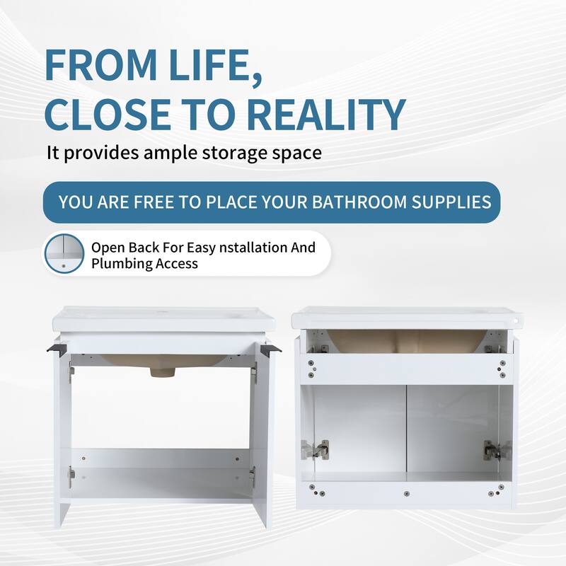 ARTCHIRLY 24/36/48/60/72/84 Inch Bathroom Vanity with Sink, Floating Bathroom Vanity with Soft Close Door and Shelf