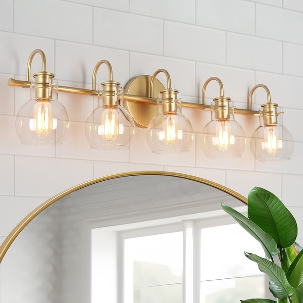Modern Gold 3 Light Bathroom Vanity Light Glass Wall Sconce On Sale Bed Bath Beyond 29346693