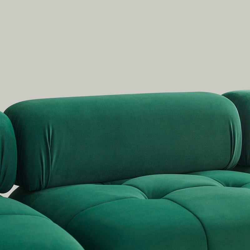 Cake-like Modular Couch Velvet L-shaped Sectional Sofa with Chaise, DIY Combination Seats & Ottoman Set of 4 for Living Room