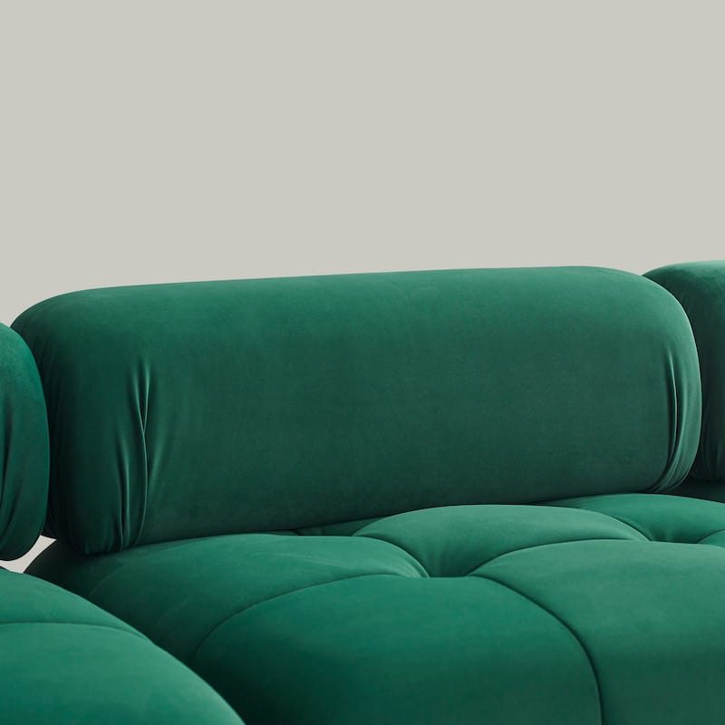 Green 93'' Modular L-Shaped 4 Seat Sectional Sofa with Reversible Ottoman, Button Tufted Design and Comfortable Cushions