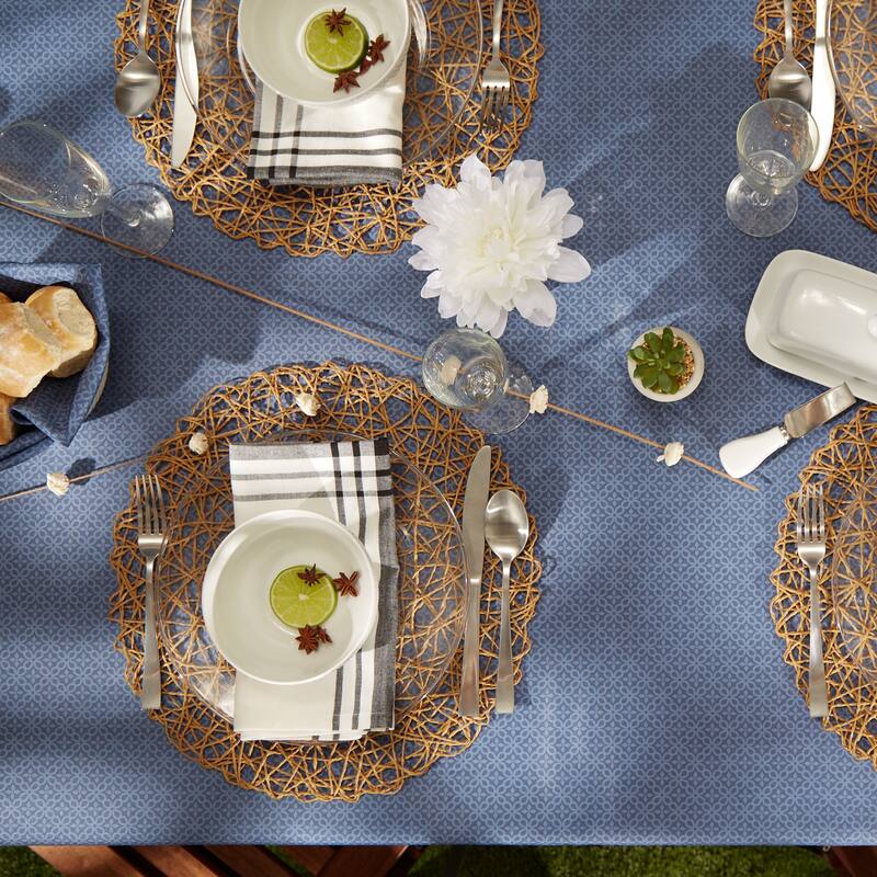 DII Stone Tonal Lattice Print Outdoor Tablecloth With Zipper 60 Round