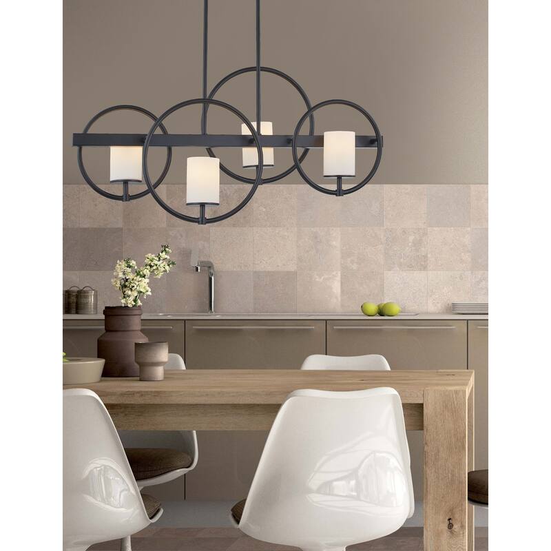 Cirque 4-Light Island Chandelier with Opal Glass Shade