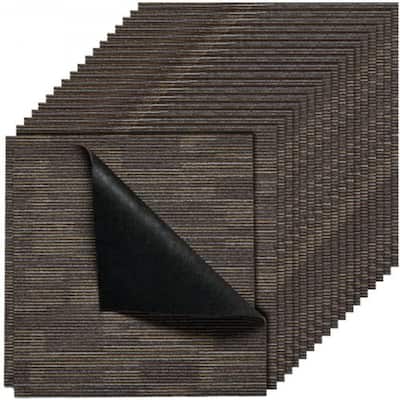 Carpet Tiles Set with Adhesive Stickers Non-Slip Replaceable Floor Squares for Home Office 96 sq ft Coverage