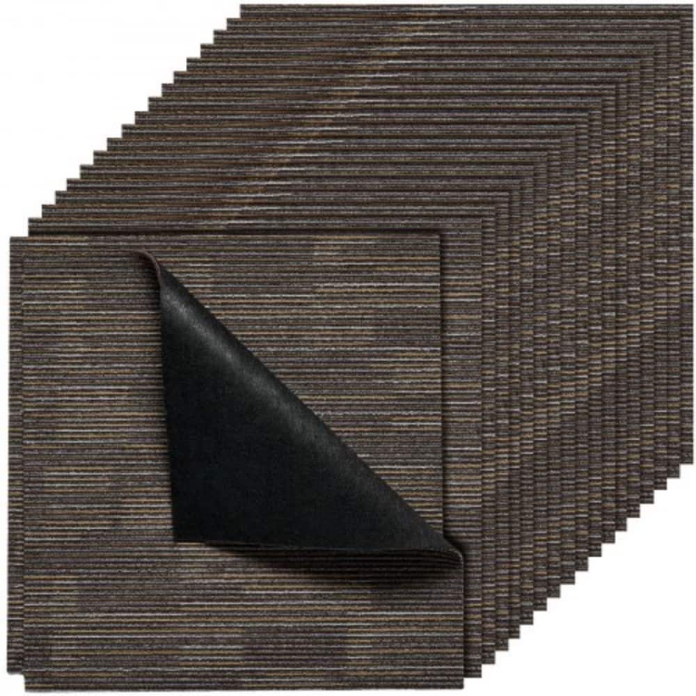 Carpet Tiles Set with Adhesive Stickers Non-Slip Replaceable Floor Squares for Home Office 96 sq ft Coverage
