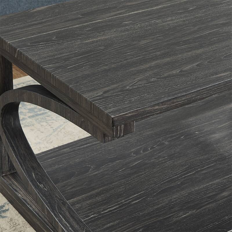 Wood Rectangular Coffee Table with Shelf