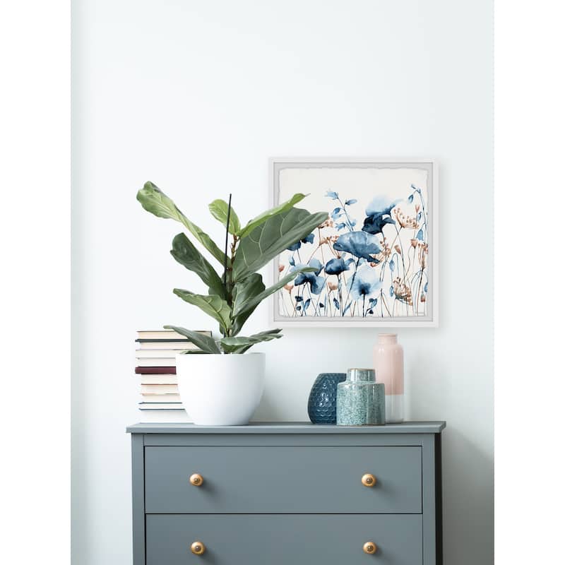 'Blue Flower Fields' Framed Painting Print