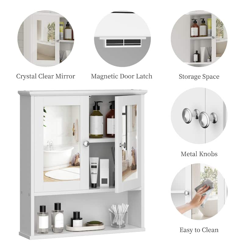Futzca Bathroom Cabinet Wall Mounted, Storage Cabinet with Doors and Mirror