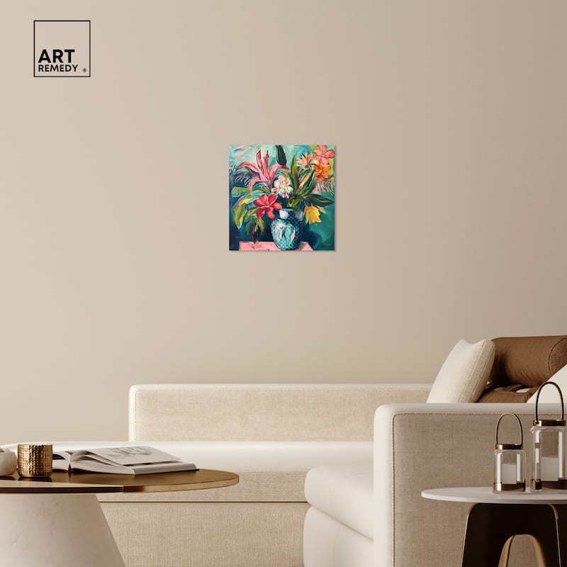 Art Remedy Vase Of Tropical Flowers Gallery Wrapped Flowers In Vase Paintings
