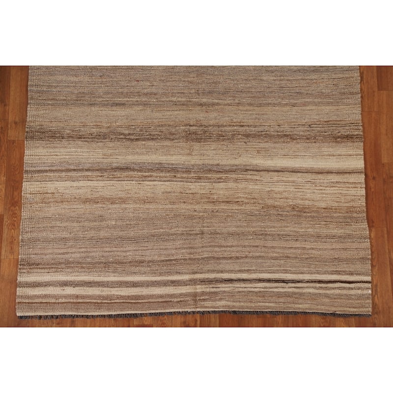 Striped Kilim Contemporary Modern Area Rug Flat-weave Wool Carpet - 5'0"x 6'8"