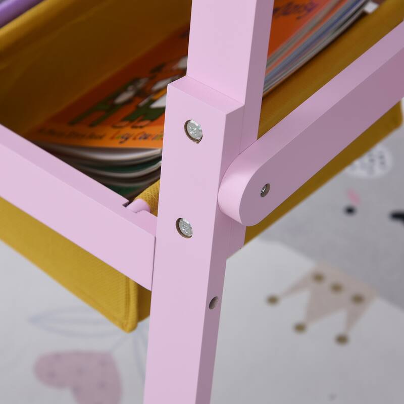 Qaba 3 In 1 Kids Wooden Art Easel with Paper Double-Sided Chalkboard & Whiteboard with Storage for Age 3 Years+, Pink