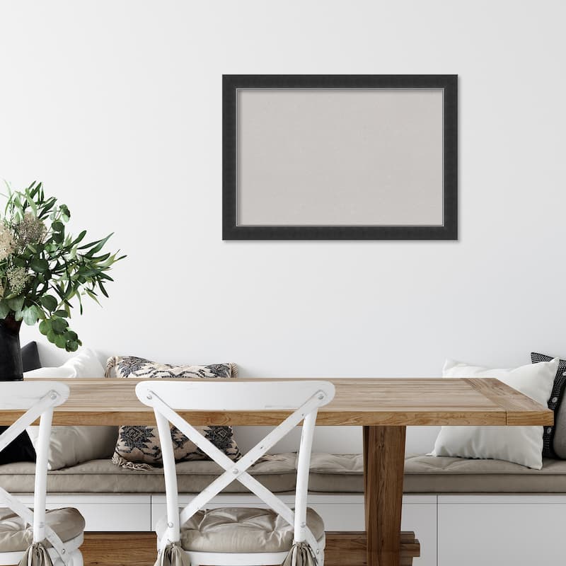 Corvino Black Narrow Wood Framed Grey Corkboard Bulletin Board
