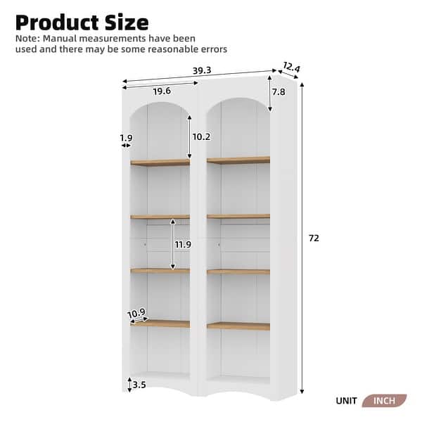 dimension image slide 1 of 3, Free Standing 5 Tier Bookshelves,Open Bookcases,Floor Standing Units,Modern 72"H Kitchen Pantry Cabinet,for Living Room,Home