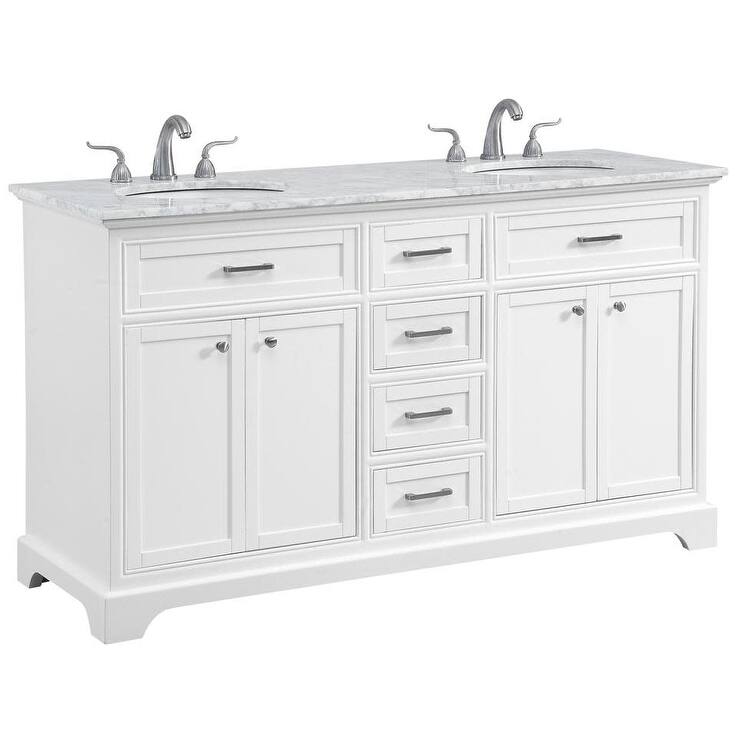Elegant Lighting VF15060DWH Americana 60" Free Standing Double Basin