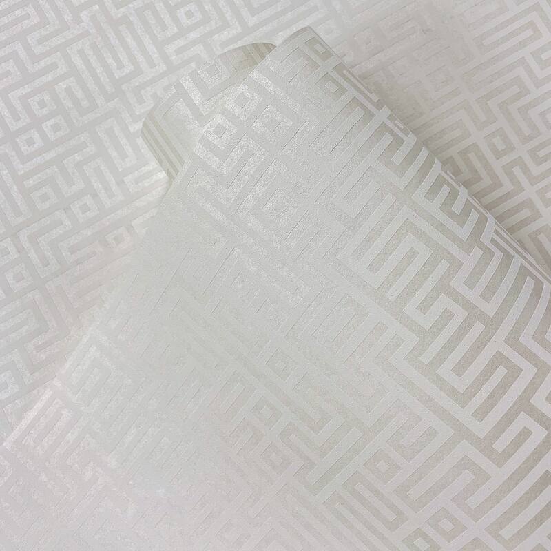Seabrook Designs Rockefeller Maze Nonwoven Unpasted Wallpaper - 27 in. W x 27 ft. L - Metallic Pearl