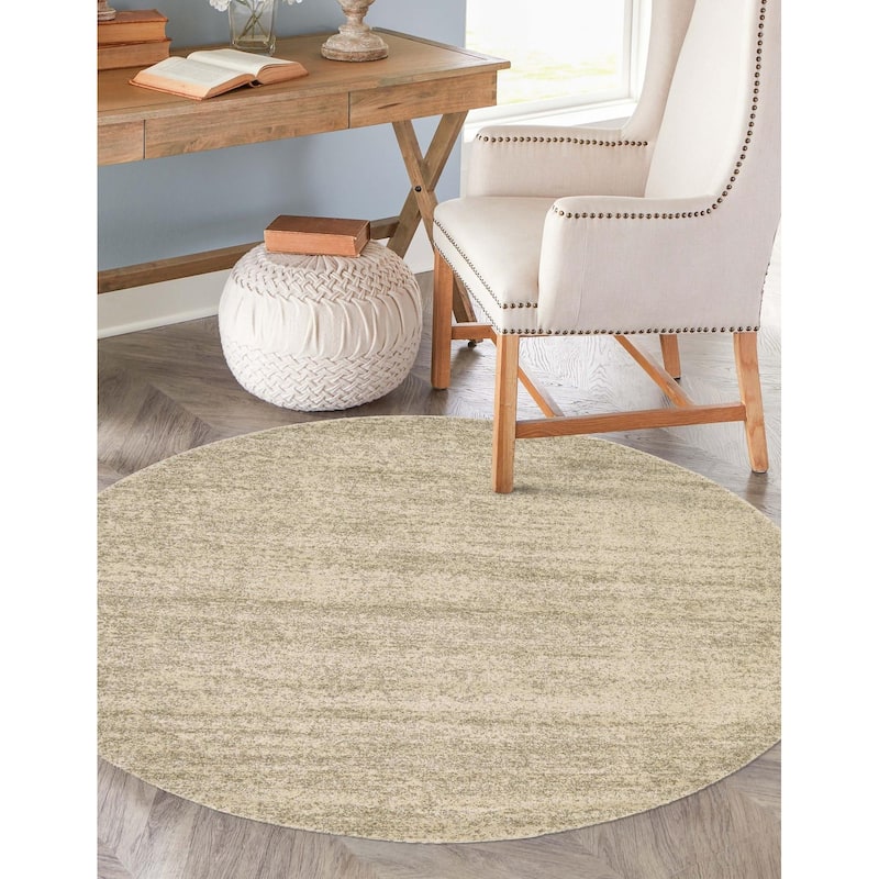 Contemporary Weby Collection Area Rug - 6' Round - Beige