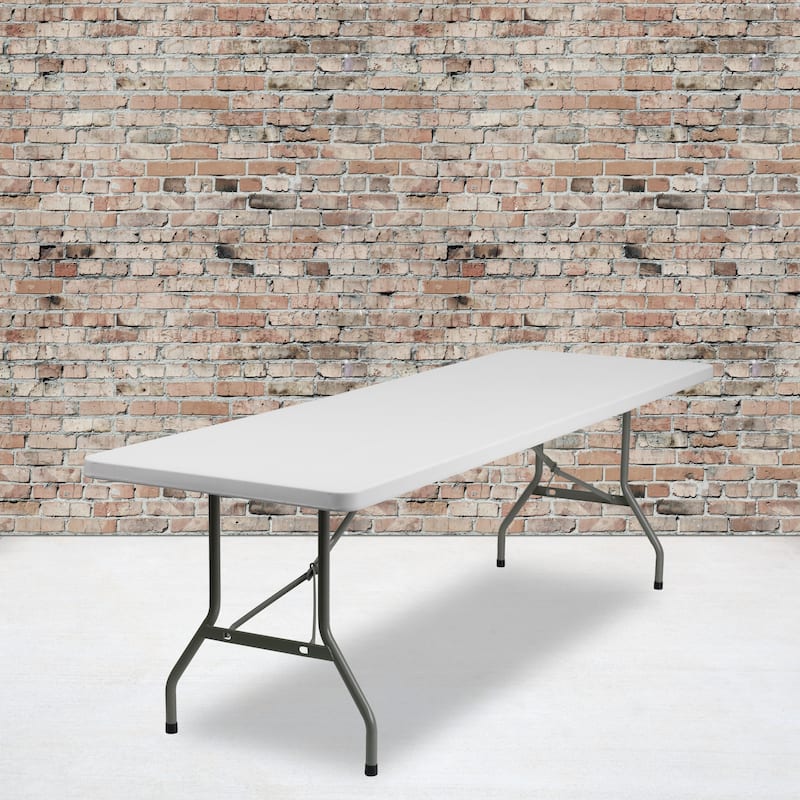 30"W x 96"L Plastic Folding Table with Granite White Surface