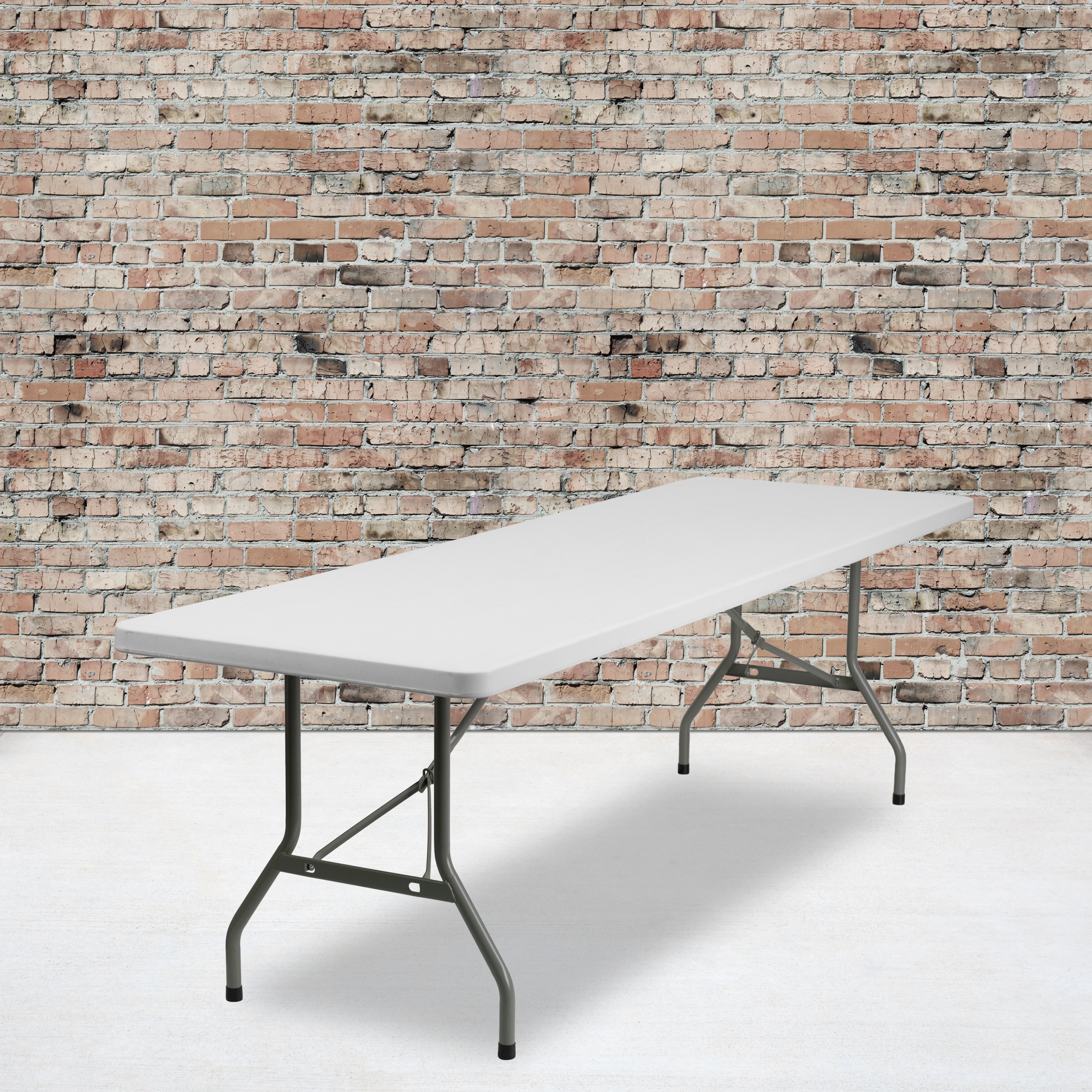 30"W x 96"L Plastic Folding Table with Granite White Surface