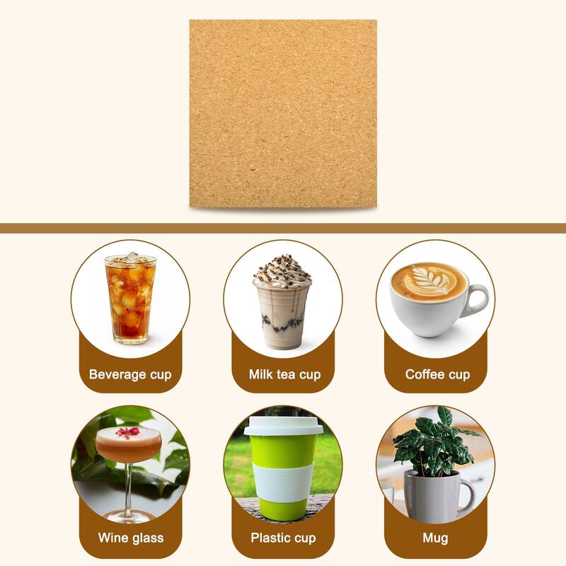 28Pcs Self Adhesive Cork for Coaster, Square Cork Tile