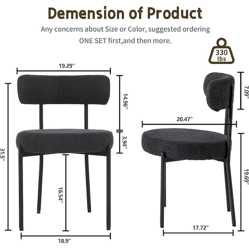 XINMICS Dining Chairs Set of 2/4/6, Mid Century Modern Upholstered Boucle Kitchen Dining Room Chairs