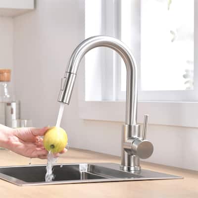 Single Handle Kitchen Faucet With Pull Down Sparyer 1 Hole Kitchen Sink Faucet 304 Stainless Steel Bar Taps