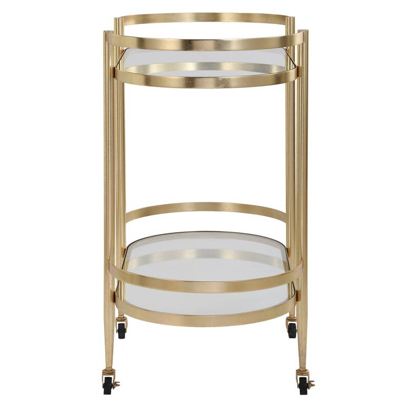 Uttermost Isabelle Gold Bar Cart - 30" H x 33.5"W x 17.75" D