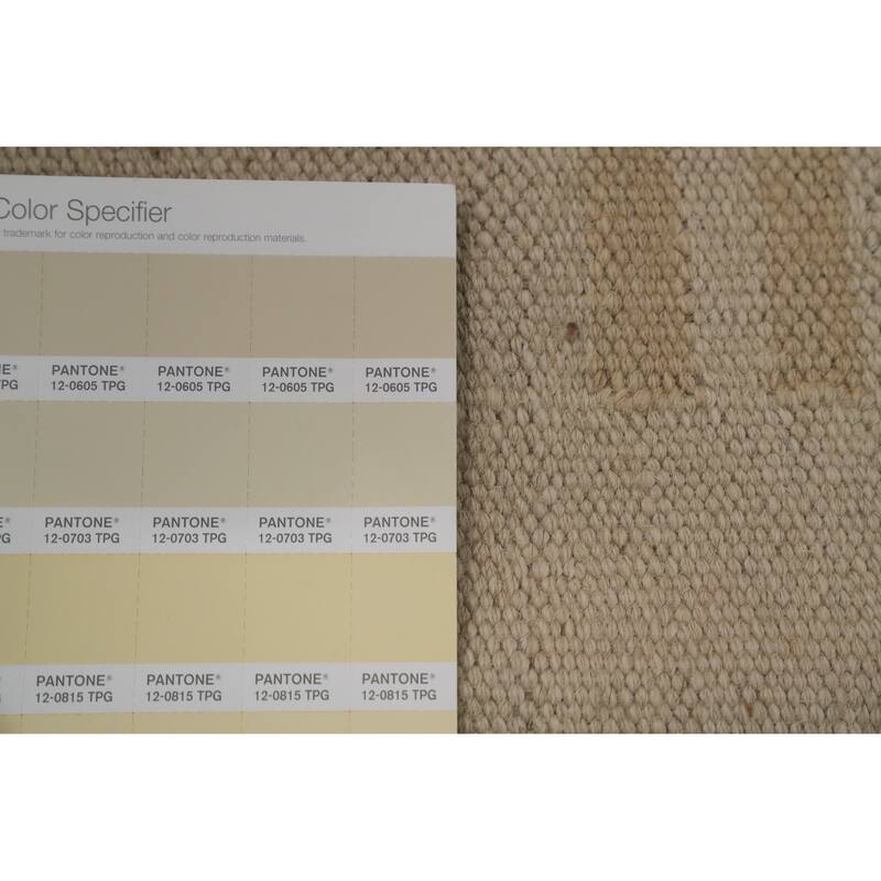 Hand Woven Oriental 100% Wool Carpet Southwestern Tribal Beige & Ivories Kilim Area Rug - 8' 9'' X 5' 8''