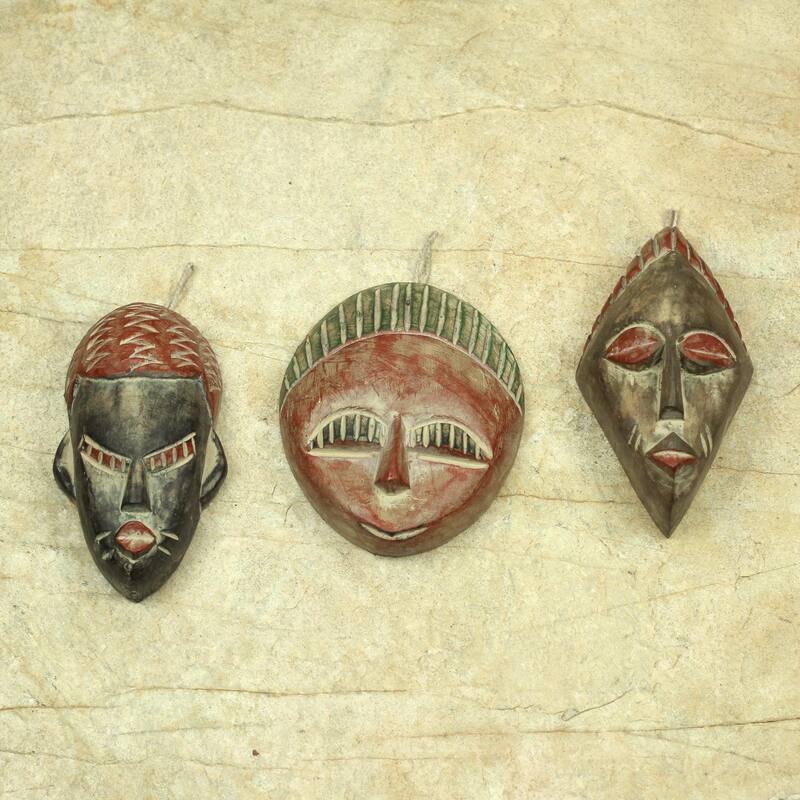 Set of 3 Sese Wood 'Three Kings' Ornaments (Ghana)